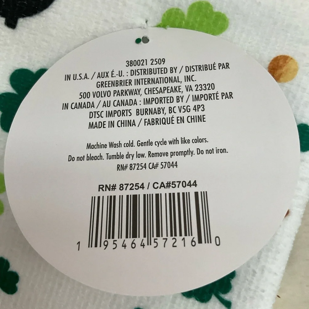 St. Patrick's Day Kitchen Towels - Green and White
